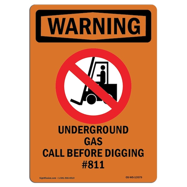 OSHA, Underground Cable, 18in X 12in Rigid Plastic, 12" W, 18" L, Portrait, OS-WS-P-1218-V-13579